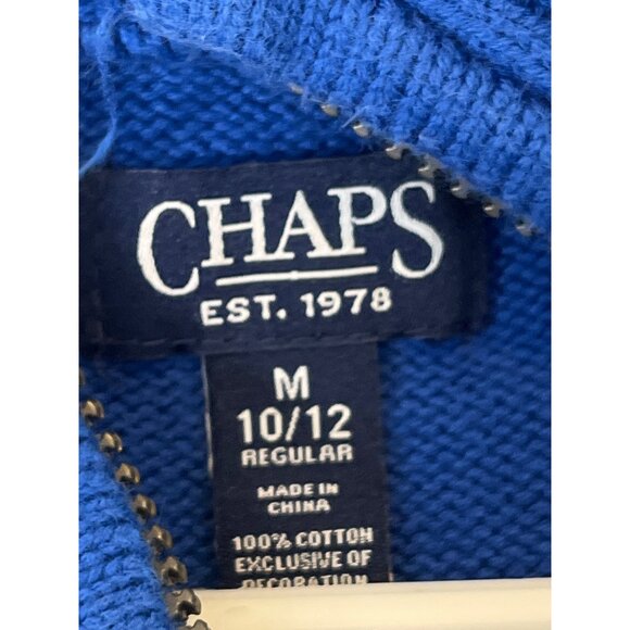 Chaps Boys Blue Quarter Zip Knit Sweater Size M (10/12) Preppy Fall Classic - Picture 3 of 13